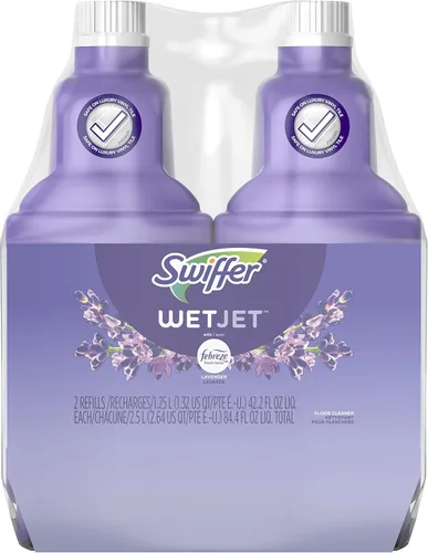 Vista 8 de Recambio de solución limpiadora de pisos Swiffer, lavanda, 42.2 onzas líquidas, paquete de 4