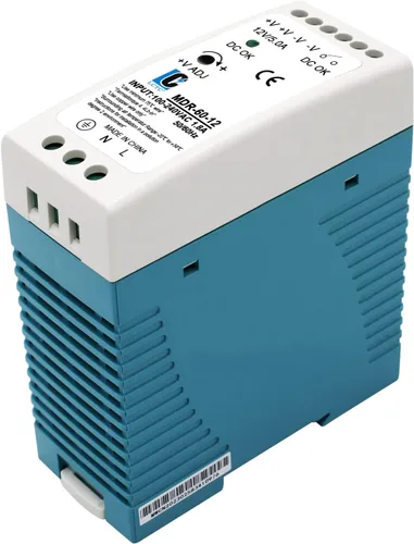 Vista 7 de Carril DIN DC 12V Fuente de alimentación conmutada MDR 60W (entrada: 100-240VAC, salida: 12VDC, 50/60HZ) Convertidor de interruptor (12V 5A)