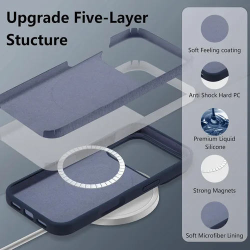 Vista 466 de Funda magnética de silicona para iPhone 13 Pro, color blanco antiguo [Compatible con Magsafe] [Forro de microfibra suave antiarañazos], funda