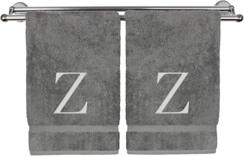 Vista 26 de Toalla de mano monogramada, regalo personalizado, juego de 2 - Toalla bordada con letra de bloque dorada - Extra absorbente 100% algodón turco