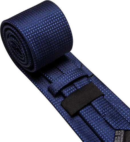 Vista 109 de Barry.Wang Corbatas de seda para hombre, diseño de lunares, gemelos cuadrados de bolsillo, gemelos para negocios, boda