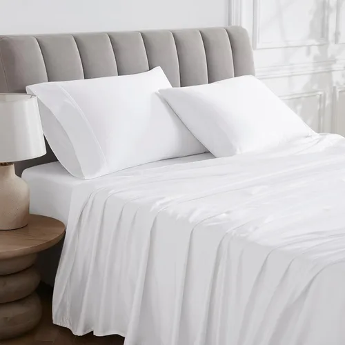 Vista 9 de Linen Closet Juego de sábanas de 1000 hilos de algodón egipcio de 4 piezas, 100% satén de algodón, ropa de cama de lujo con bolsillo profundo de 18
