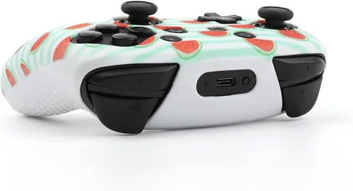 Vista 5 de RALAN Funda de silicona para frutas compatible con el controlador NS Switch Pro con 8 bonitas tapas de agarre para pulgar.