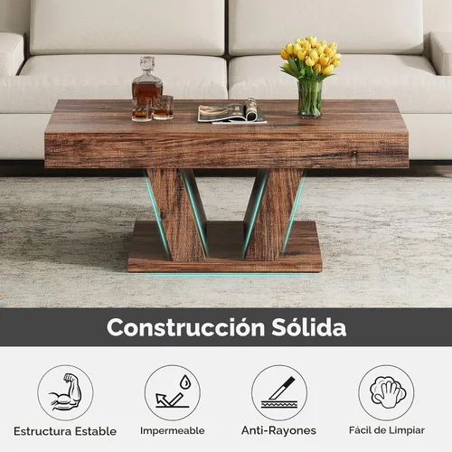 Vista 6 de Mesa de centro de granja con 2 cajones laterales, mesa de té central de madera de 43 pulgadas con almacenamiento oculto, mesa de cóctel rectangular