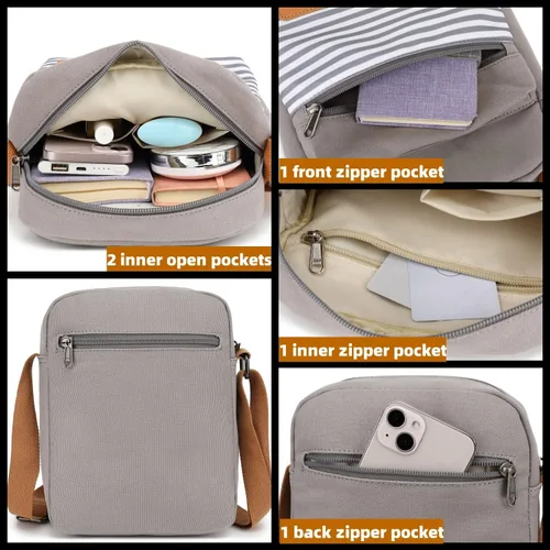 Vista 3 de Leaper - Juego de estuche y cartera bandolera de lona para niñas y mujeres