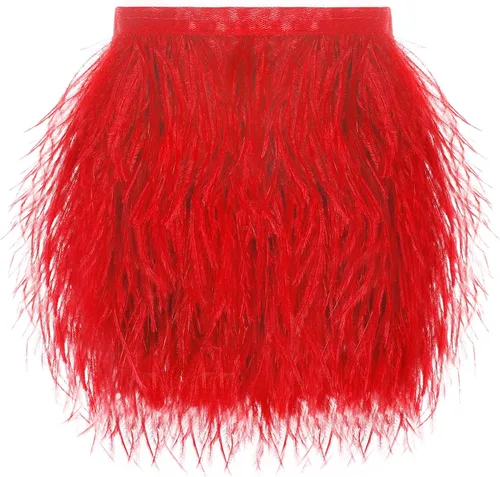 Vista 33 de SOGUGOM Adorno de Plumas de Avestruz Negro - 1.5 Capas 2 Yardas Plumas de 4 Pulgadas Adorno de Cintas con Flecos para Costura, Vestidos, Proyectos