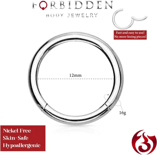 Vista 44 de Forbidden Body Jewelry - Piercing para la nariz de acero quirúrgico 316L con bisagra, 14G, 16G, 18G, diámetro de 15/64, 5/16, 25/64, 15/32 pulgadas