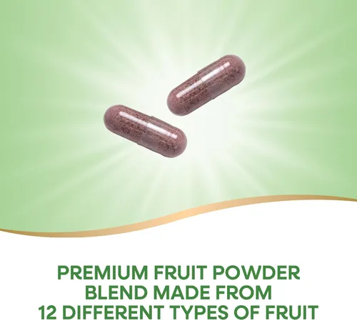 Vista 2 de Nature's Way Frutas de huerto, mezcla de polvo de frutas, contiene 12 frutas diferentes, 900 mg por porción de 2 cápsulas, 60 cápsulas