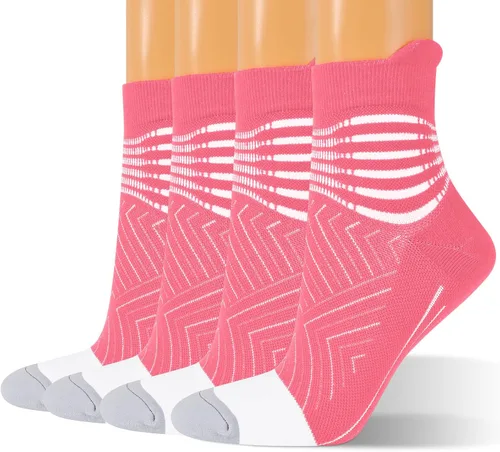 Vista 23 de Calcetines de compresión para el tobillo para mujer, con absorción Coolmax, deportivos y acolchados, alivio de la fascitis plantar, paquete de 2, 3