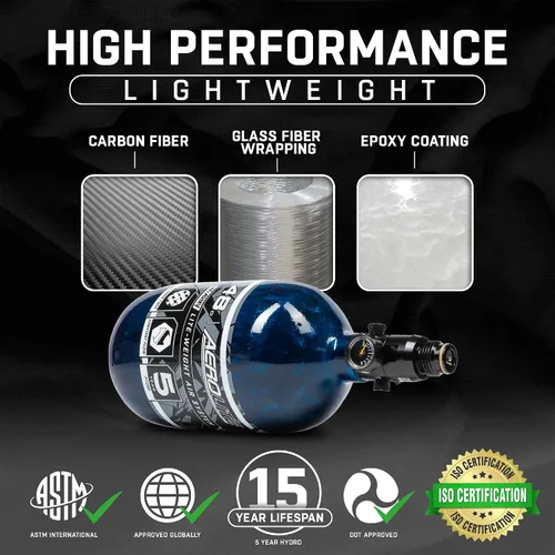 Vista 6 de HK Army Aerolite de fibra de carbono HPA Sistema de tanque de aire comprimido para paintball