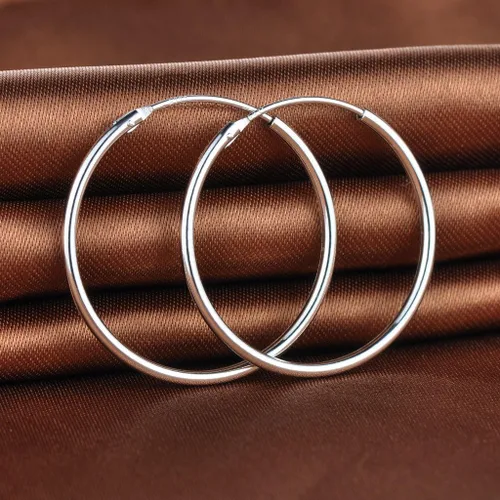 Vista 2 de Infinite U - Pendientes de aro para mujer, plata de ley 925 de 12 a 2.362in, pulido redondo con bisagras