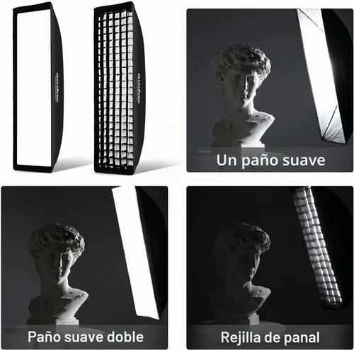 Vista 2 de Godox Caja de luz de rejilla Honeycomd de abeja de 13 x 63 pulgadas con anillo de velocidad de montaje Bowens compatible con Godox Studio Flash