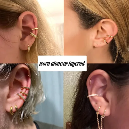 Vista 2 de Ear Cuffs Sin Perforación Aretes de Oreja para Mujeres Hipoalergénicos con Clip Aretes Falsos Envolventes para Cartílago Joyería Linda Cosas de Moda