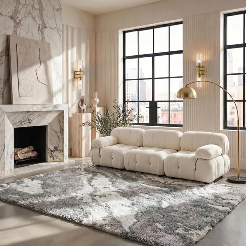 Vista 20 de SAFAVIEH Horizon Shag Collection - Alfombra decorativa, 2 x 3 pies, gris y azul, no desprende pelusa y de fácil cuidado, 2 pulgadas de grosor, ideal