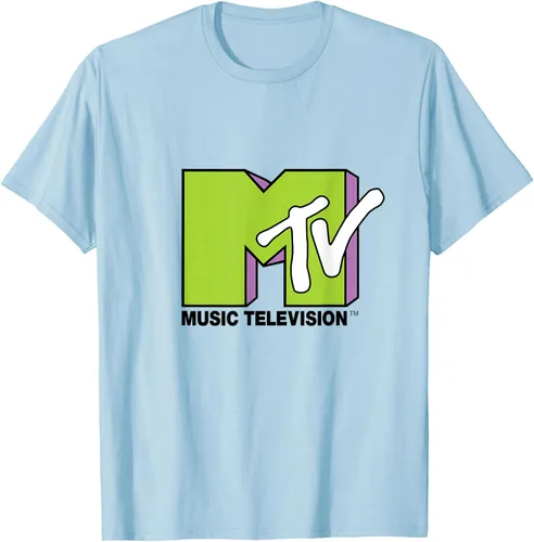 Vista 103 de Camiseta de tratamiento de relleno con logotipo MTV verde lima y morado, Negro, S Azul Marino