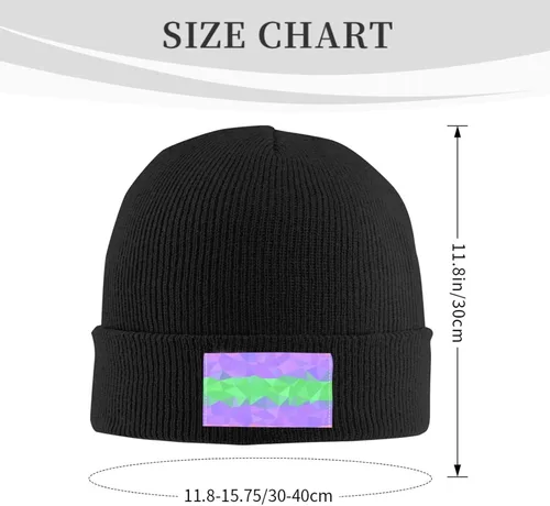 Vista 3 de Trigender Pride Flag LGBTQ Thickened Warm High Elastic Knitted Woolen Hat African Style with Stylish Personality Print Black
