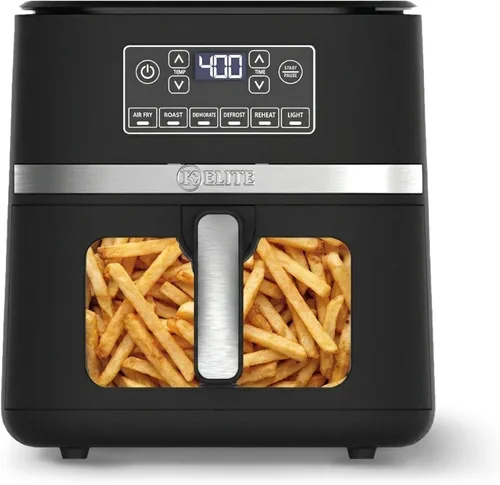 Vista 12 de Kitchen Elite - Freidora de aire compacta de 2.5 cuartos de galón, pequeña estufa de mostrador sin aceite con cesta antiadherente libre de PFAS