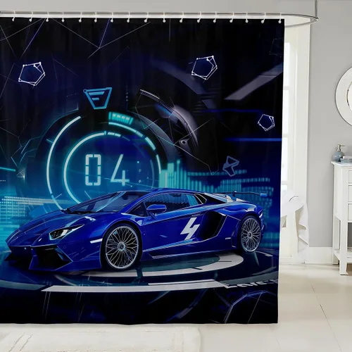 Vista 9 de Erosebridal Construction Truck Shower Curtain 72" Wx72 L Excavator Waterproof Bathroom Accessories Navy Blue Tractor Machinery Vehicle Bath Curtain