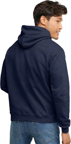 Vista 2 de Hanes - Sudadera con capucha Ecosmart para hombre, de vellón de peso medio, Azul marino (Heather Navy)