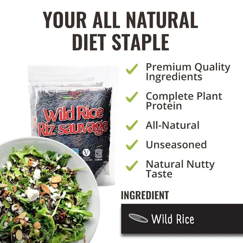 Vista 4 de 1 paquete de 8 onzas de arroz silvestre, todo natural, sin gluten, sin OMG, kosher y vegano puro de grano largo, alimento saludable para toda