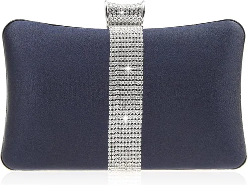 Vista 9 de DA BODAN Bolso de mano Jane de satén con diamantes de imitación para mujer para noche novia graduación fiesta bolso cruzado con cadena