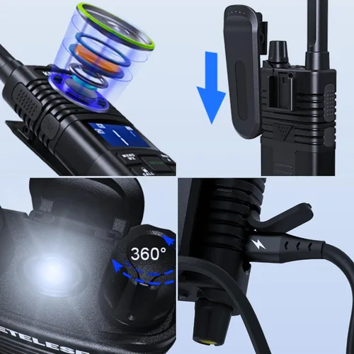 Vista 2 de KETELESE T1 FRS Walkie Talkie Set para adultos, radio bidireccional de largo alcance, con auricular de radio familiar Walkie-Talkie, NOAA, VOX