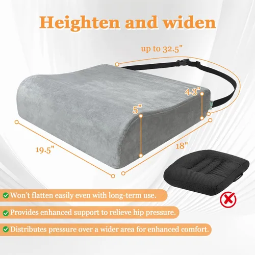 Vista 2 de Cojín de asiento para adultos, cojín grueso para elevar la altura, cojín extra grande, para personas pesadas, personas mayores, almohadilla