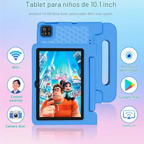 Vista 2 de NRKDUBQ Tablet de 10.1 pulgadas con funda IPS HD pantalla táctil Android 14 64 GB de almacenamiento, 8 GB de RAM, tableta Octa Core, batería de 12