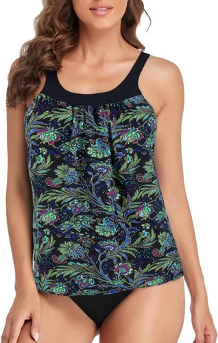 Vista 2 de Hilor Traje de baño tankini para mujer, con control de abdomen, traje de baño tankini de dos piezas, ajuste holgado