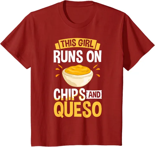 Vista 18 de Queso Dip Camiseta Chile con Queso Salsa Mexican Chips Chile con Queso, Negro, S