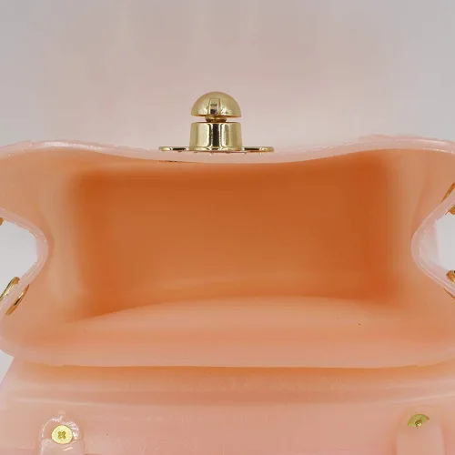 Vista 4 de Bolso pequeño para niñas pequeñas de gelatina de color caramelo, bolso cruzado de hombro, Rosado, Elegante, elegante