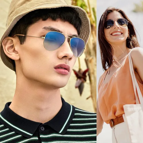 Vista 3 de COASION Gafas de sol clásicas de aviador para mujeres hombres y jóvenes lentes de cristal 100 auténticas gafas de sol de conducción de 2165in