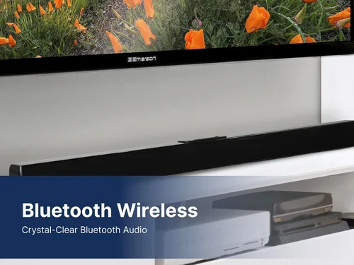 Vista 10 de Emerson EHS-2000 Barra de sonido Bluetooth de 32 pulgadas, sistema de altavoces de cine en casa de 2.0 canales con control remoto, entradas USB/AUX