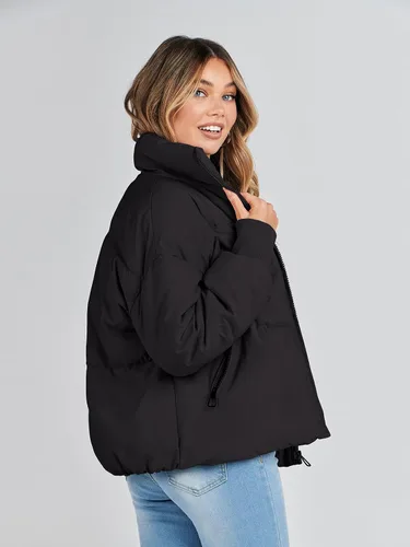 Vista 3 de MEROKEETY Women's Winter Puffer Jacket Long Sleeve Short Warm Quilted Baggy Coats 2025 Outerwear