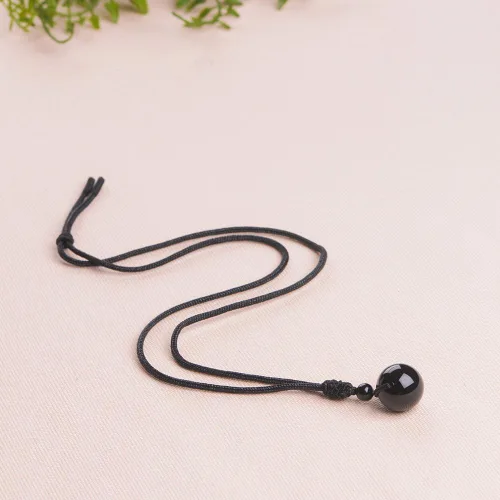 Vista 11 de iSTONE Collar unisex con dije de cuentas redondas auténticas, cadena de cuerda negra de 24 pulgadas para hombres y mujeres