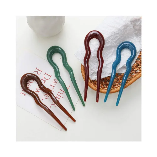 Vista 6 de Lawie Paquete de 7 horquillas de plástico para el cabello, palillos, horquillas para el cabello, palillos tallados huecos largos, pinzas