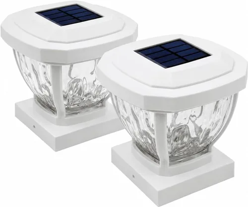 Vista 10 de Home Zone Living 2PK luces solares para tapa de poste, vidrio decorativo Negro