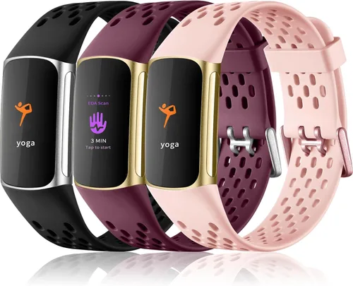 Vista 15 de Maledan Compatible con Fitbit Charge 5/Fitbit Charge 6 bandas para mujeres y hombres, correa deportiva transpirable suave impermeable de repuesto