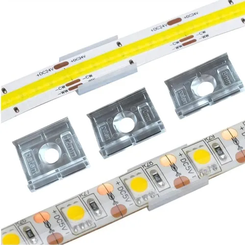 Vista 3 de XXHong - 100 clips + 100 tornillos de 8 a 0.472 in de ancho, clip de fijación de tira de luz LED transparente, clip de montaje, tornillos fijos