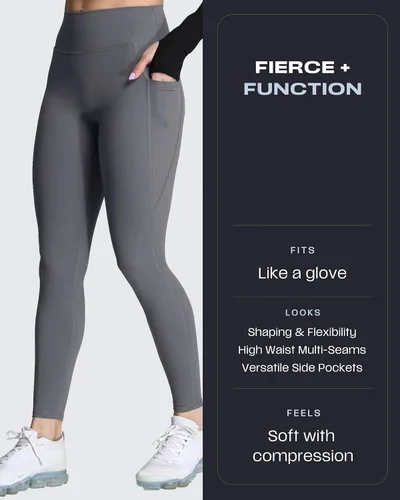 Vista 123 de Aoxjox Trinity - Pantalones de yoga de cintura alta con bolsillos para mujer, control de abdomen, cintura cruzada, leggings de entrenamiento suaves