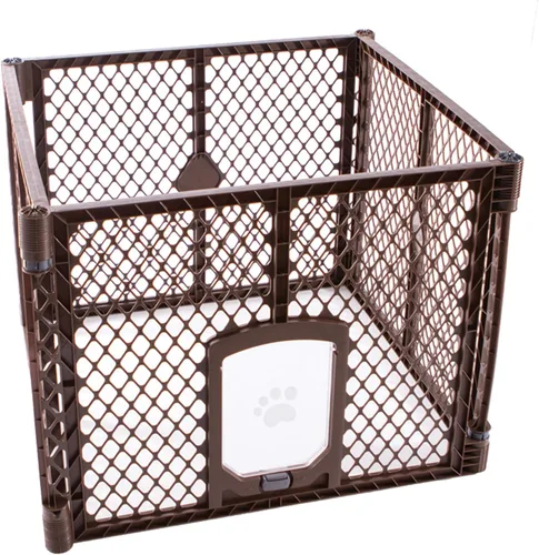 Vista 11 de MyPet Puerta extra ancha para perros con puerta pequeña para mascotas. 38.5 a 103.5 pulgadas de ancho. Puerta para gatos para puerta. Fabricado