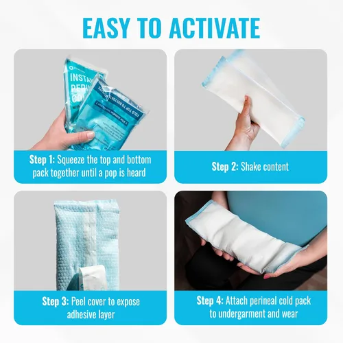 Vista 7 de ICEWRAPS Almohadillas frías posparto instantáneas para mujeres después del nacimiento: bolsas de hielo perineales para cuidado posparto, fáciles