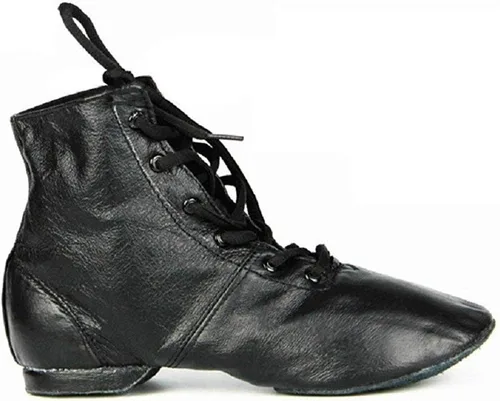 Vista 4 de Zapatos de baile de práctica para hombre, botas planas de jazz de cuero suave