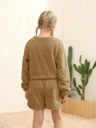 Vista 4 de Mafulus Conjunto de pantalones de dos piezas para niñas, cómodos, ligeros, de manga larga, con bolsillos