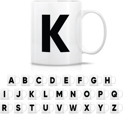 Vista 25 de Retreez Taza con monograma con monograma del alfabeto de la A a la Z con inicial, tazas de café de cerámica de 11 onzas – Agradecimiento