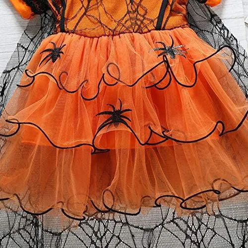Vista 5 de Vestido de Halloween para bebés y niñas vestido de tul de encaje disfraz de bruja disfraz de Halloween