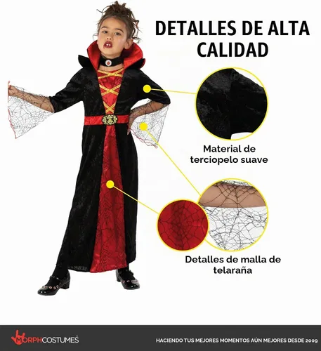 Vista 3 de Morph, Vampire Costume for Girls, Halloween Costumes for Kids Rojo