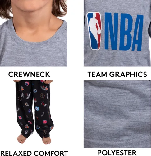 Vista 4 de Ultra Game NBA - Pijama de 2 piezas para niños, conjunto de pantalón y camisa