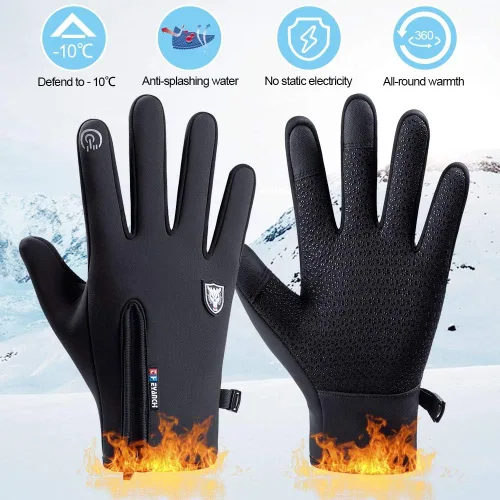 Vista 5 de Guantes de invierno para hombres y mujeres, guante térmico resistente al viento y al agua para clima frío, guantes con pantalla táctil para mantener