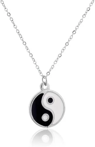 Vista 7 de Collar con colgante Yin Yang de oro y plata para parejas Dorado